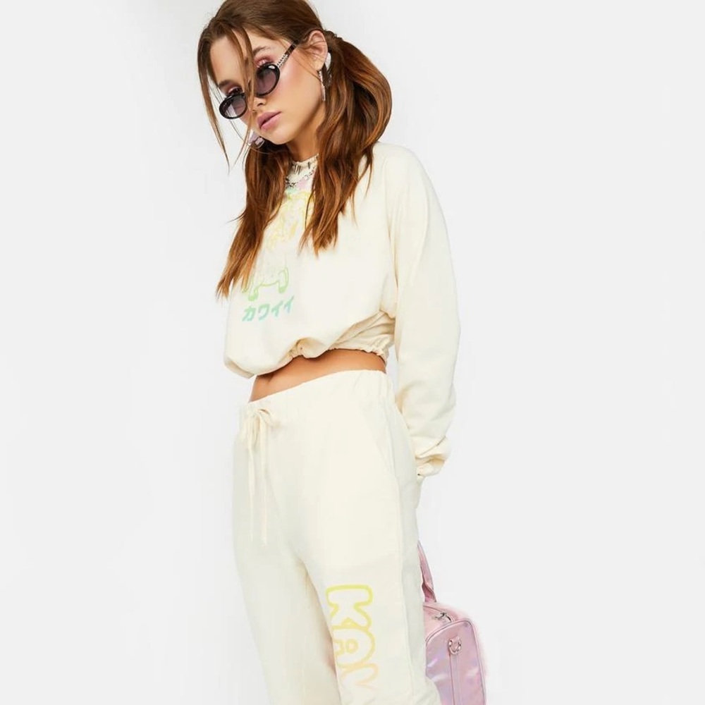 NWT Tokidoki: Rare 🔥 Tokimeki White Unicorno Drawstring Fleece Crop Pullover - Picture 2 of 3